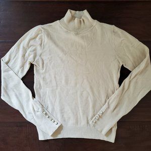 TOPSHOP Long Sleeve Mock Neck Cream Sweater